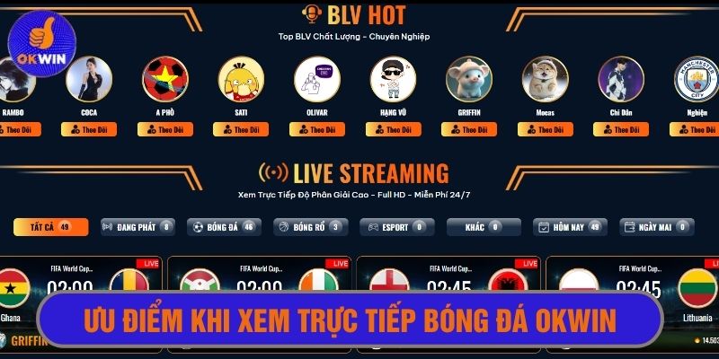Trực tiếp bóng đá Okwin sở hữu đội ngũ bình luận chất lượng