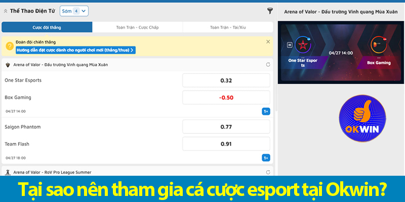 Esport OKWIN – Nền tảng cá cược thể thao điện tử hàng đầu châu Á 2025